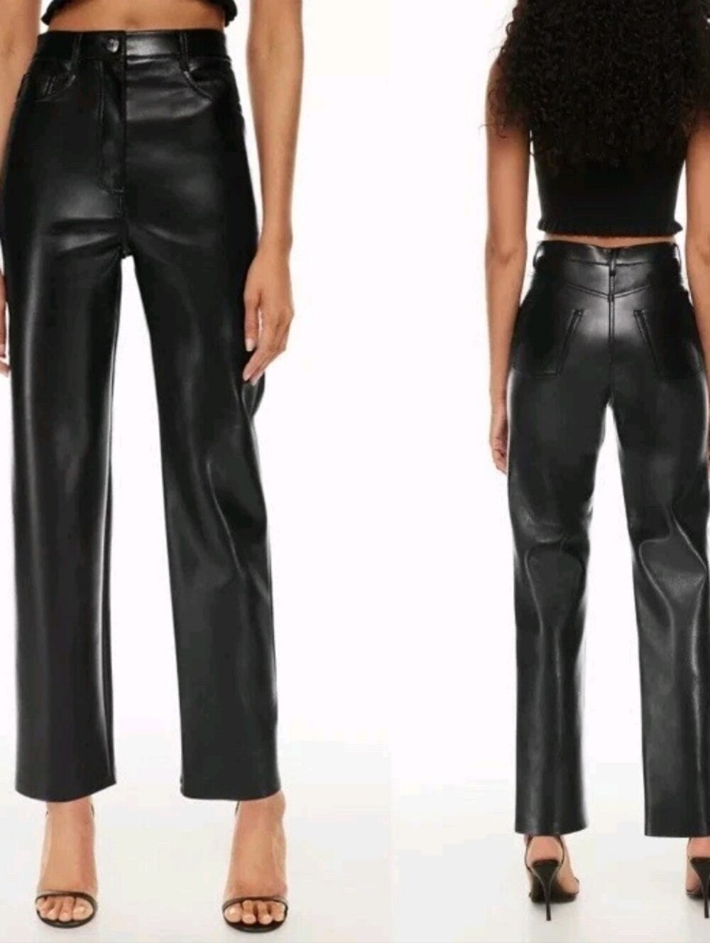 Aritzia Wilfred Vegan Leather Pants Black High Rise Wide Leg Trousers Size 4